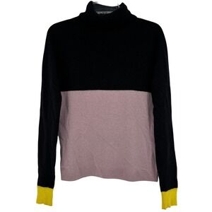 FOSSIL Cashmere Colorblock Turtleneck Sweater Minimalist Modern Womens S